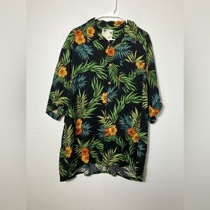 Banana Cabana Men’s Tropical Button Up Sz 2xL 100% Silk Vacation‎ Short Sleeve